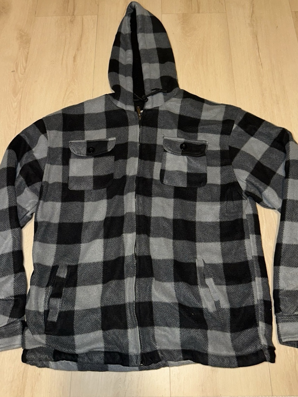 Outerwear Hooded Checkered Jacket Size Large